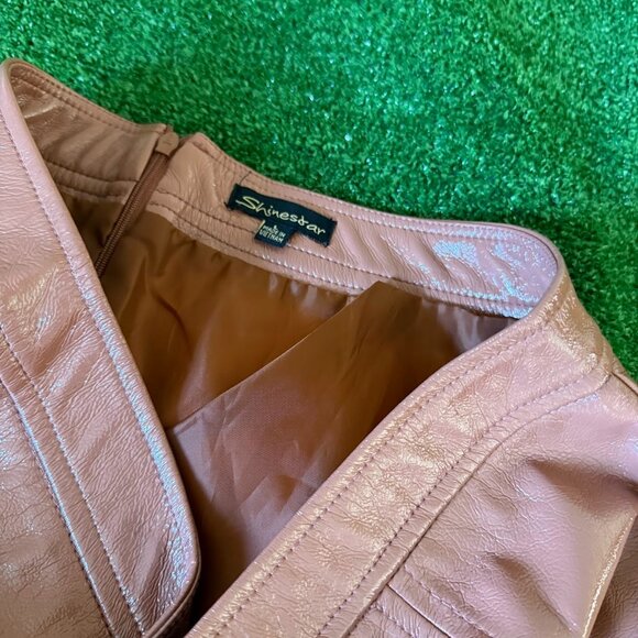 Shinstar Women’s Mini Bodycon Side Slit Rose Vegan Leather Lining Skirt  Size L - Picture 8 of 16